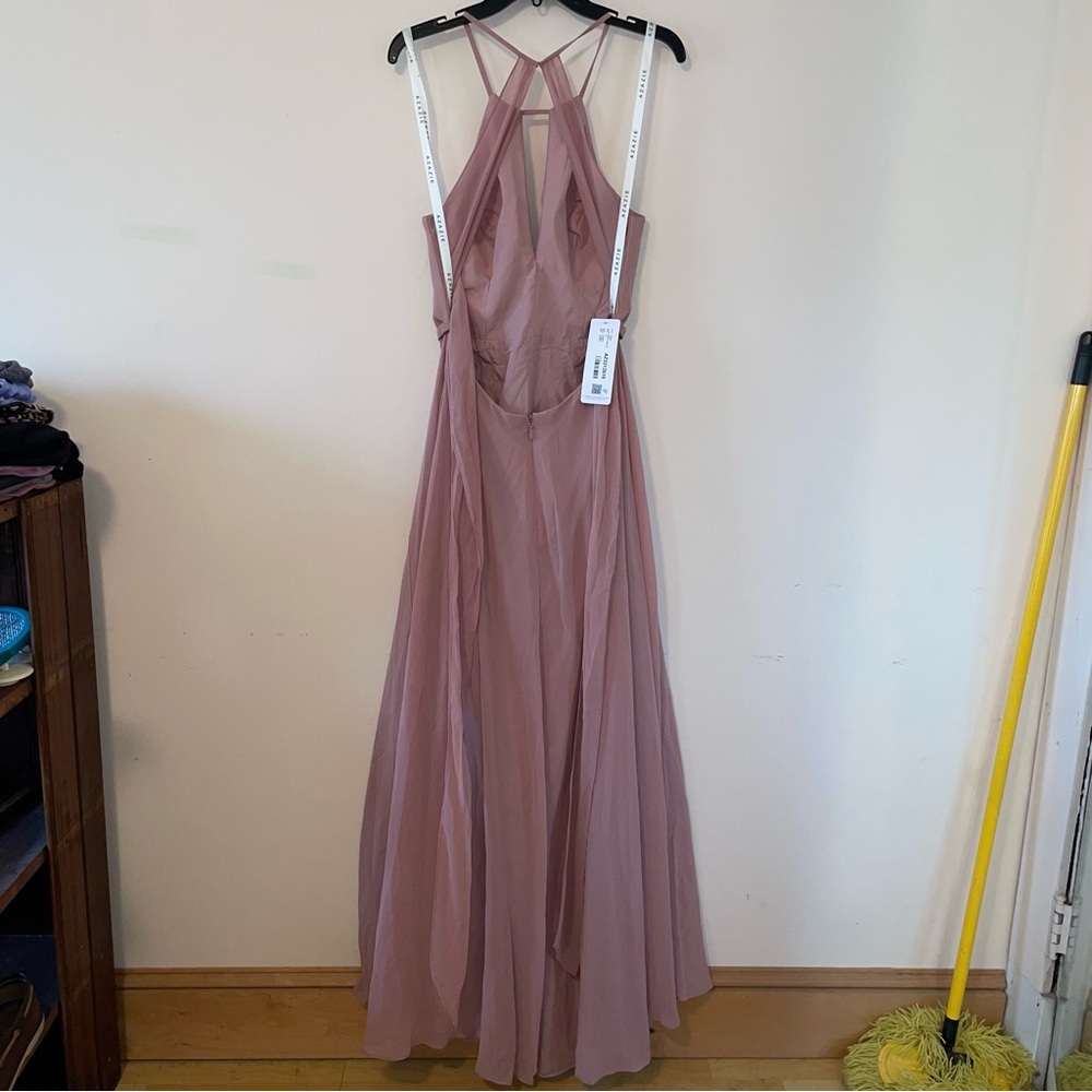 Azazie Evalleen Dusty Rose A-Line Pleated Chiffon Dress Size 12 - Picture 10 of 12
